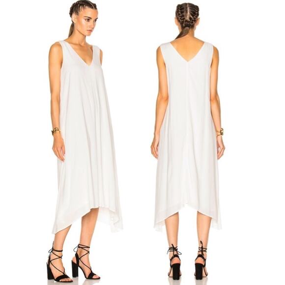 JAMES PERSE Double V Trapeze Swing Shift Dress Midi White Brunch Tea Cocktail - Picture 2 of 14